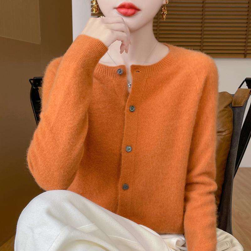 Qinghe Cashmere Women's 30% Cashmere Cardigan - Soft & Warm Wool Blend Sweater