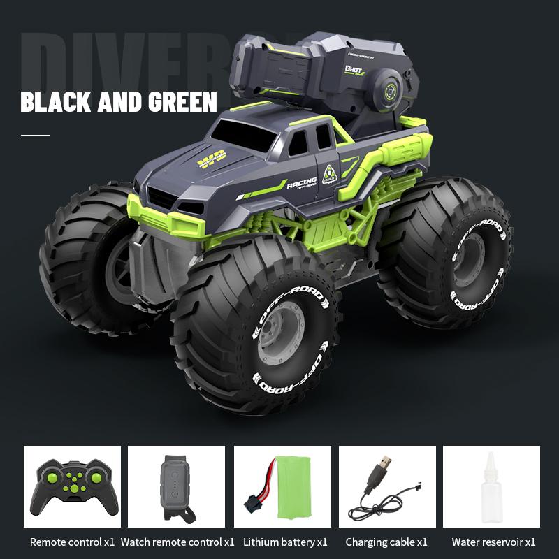 2.4G Rc Self-Absorbing Amphibious Climbing Car Stunt High-Pressure Water Gun Dual Remote Control Off-Road Vehicle Water Toys