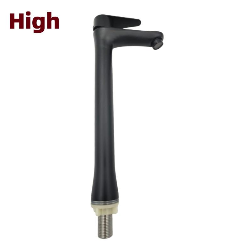 Hushåll Modern Stilfull Vattenkran Badrumshandfat Svart Blandare 304 Rostfritt Stål Enkel Kall Vattenkran