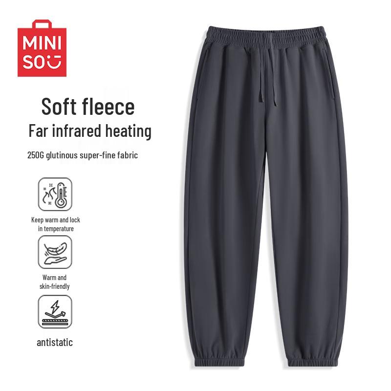 

MINISO Men s Fleece-Lined Casual Jogger Pants 2XL (Height: 185cm, Weight: 80-90kg)