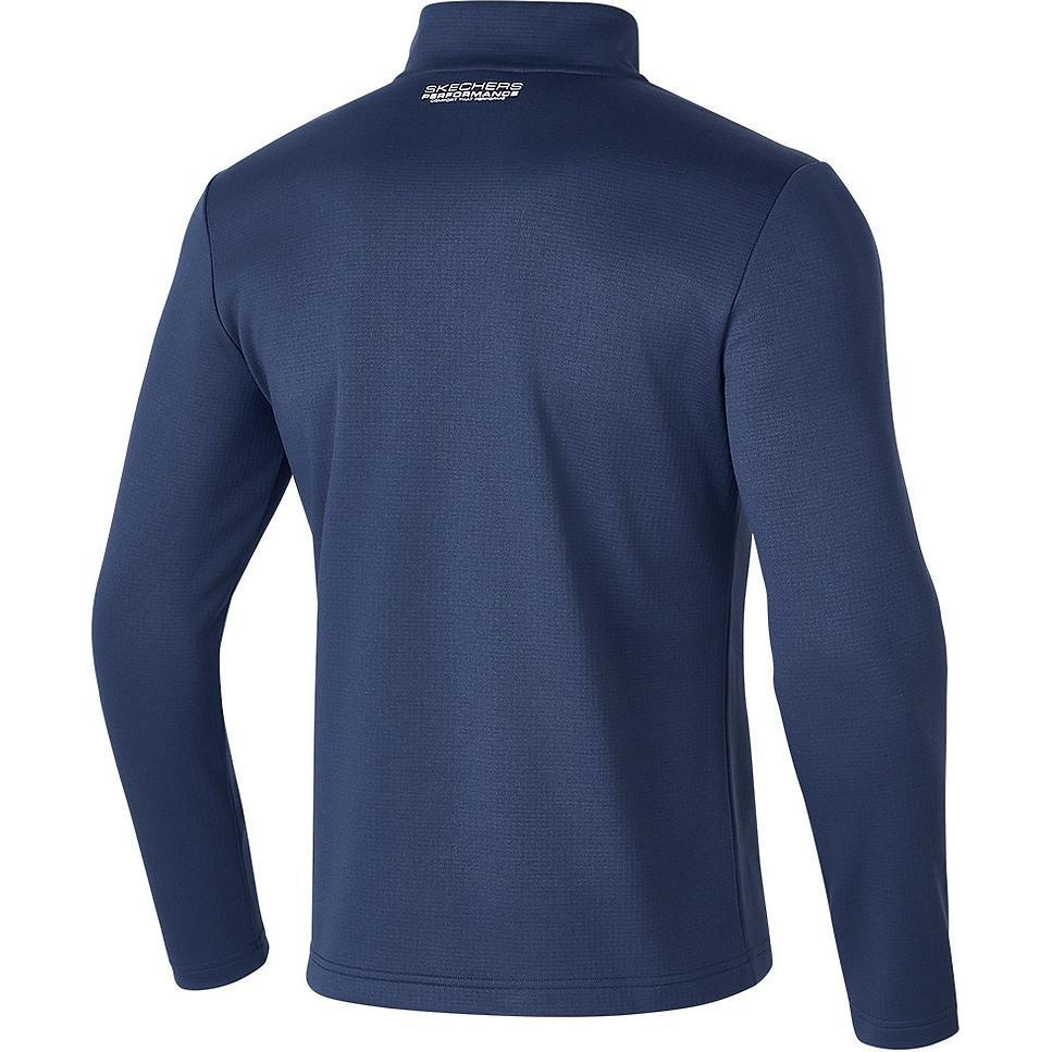 Skechers Basic Sports Series Half-Zip Outdoor Fitness Thermal Long Sleeve T-Shirt Men Tops Navy-Blue P424M135-002Z