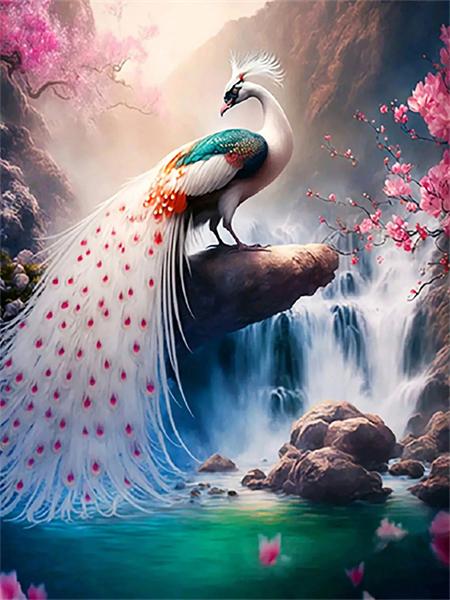 Pełny okrągły zestaw do malowania diamentami Pawie kwiaty Dekoracja domu Haft mozaika Zwierzęta Sztuka ścienna