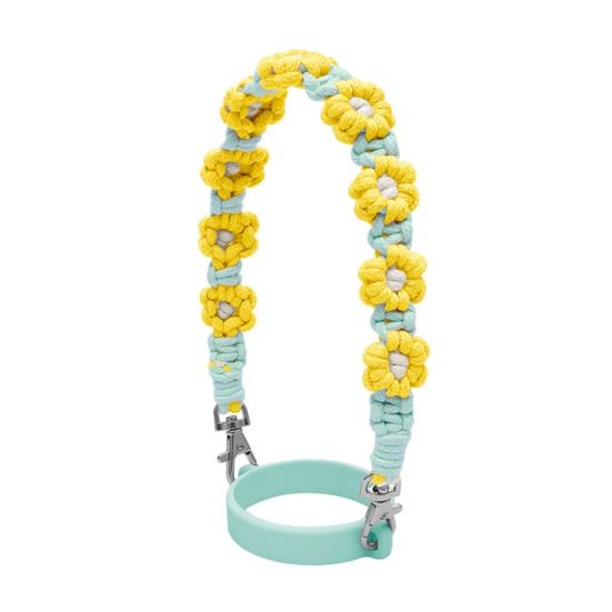Water Bottle Handle Strap Handmade Flower 16-40oz Tumbler Silicone Safety Ring Cotton Rope Flower Sling Holder Carrier Lanyard Cup Accessories