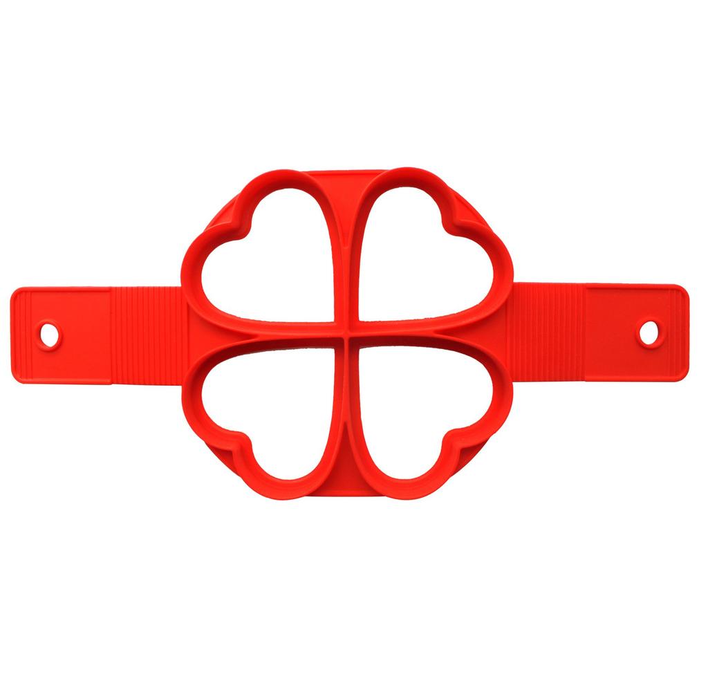 4-Cavity Silicone Pancake Mold Set - Heart/Flower/Square Shapes Egg Ring Non-Stick Baking Tool Cooking Accessories