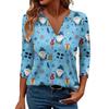 Women's Casual Fashionable Sexy Comfortable V-Neck Christmas Three-Quarter Sleeve Top