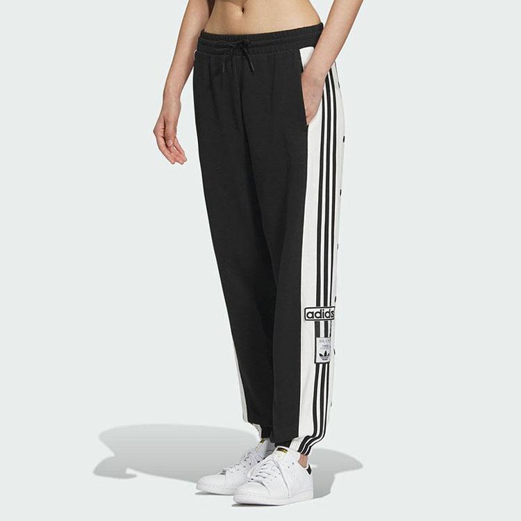 adidas Originals 3-Stripes Colorblock Drawstring Knit Joggers Women Bottoms Black IX6688