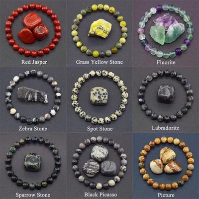 Lapis Lazuli, Amazonite, Tiger Eye Crystal 8mm Natural Stone Beaded Elastic Bracelet