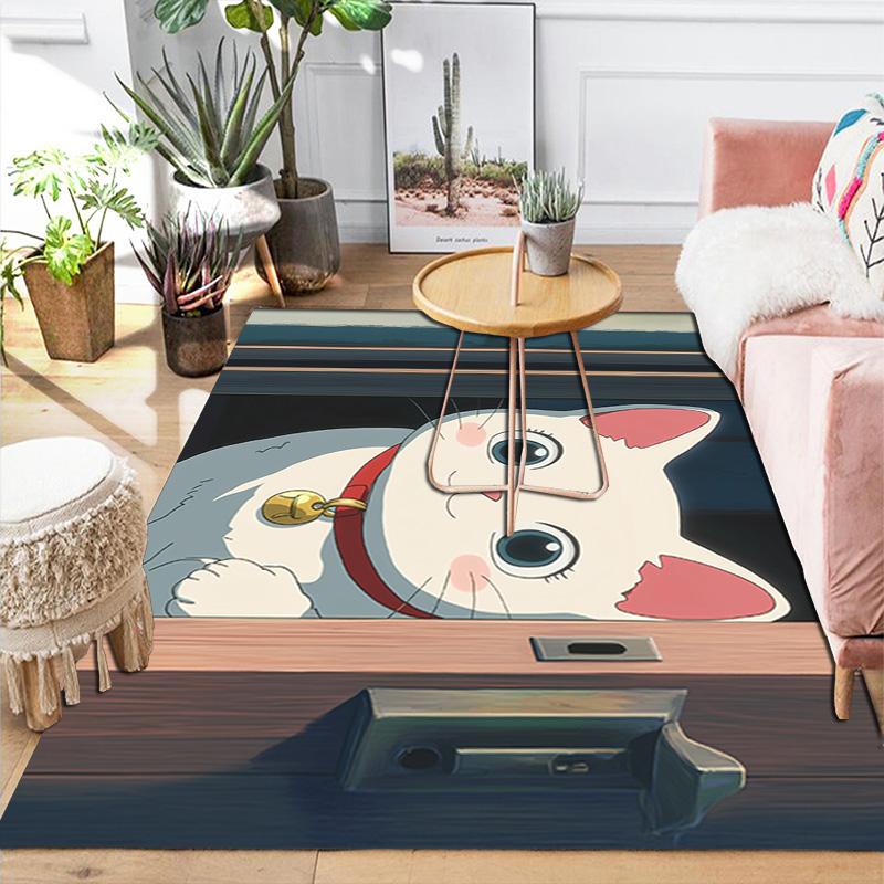 Little white cat Rug Floor Mat for Living Room or Bedroom Soft and Comfortable Carpet a Gift for Birthday and Holiday.