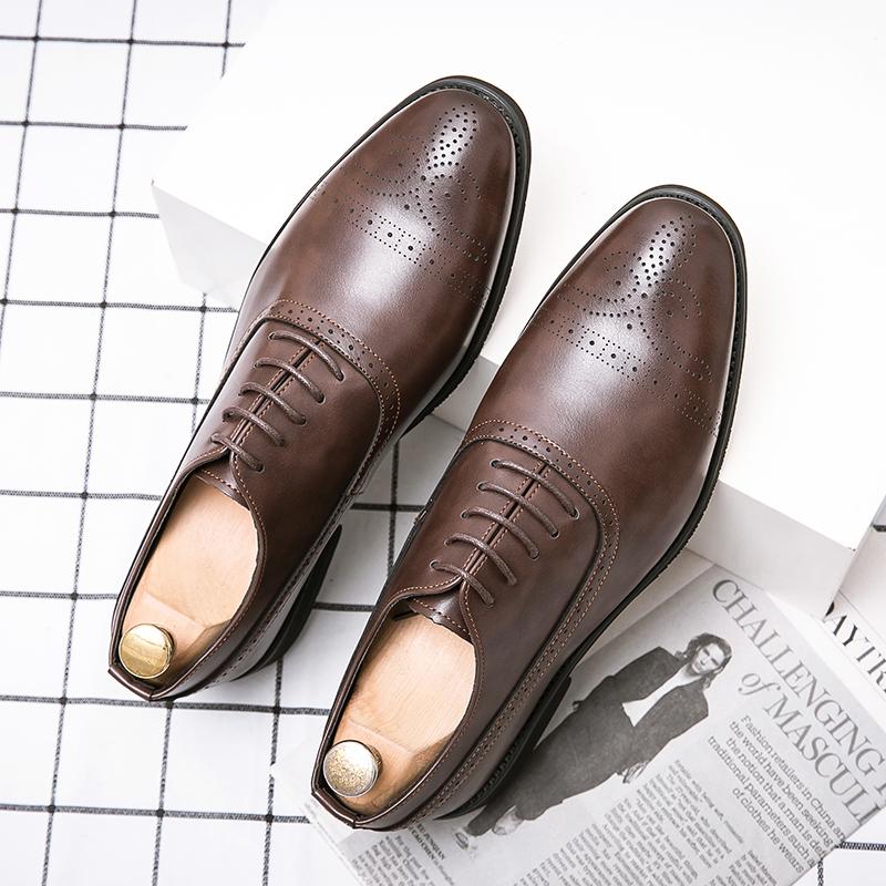 Fashion Business Fashion Dress Shoes Men Shoes Black Brown Lace Up Business Office Block Shoes Luxury Social Shoes Size 38-48 Men Shoes