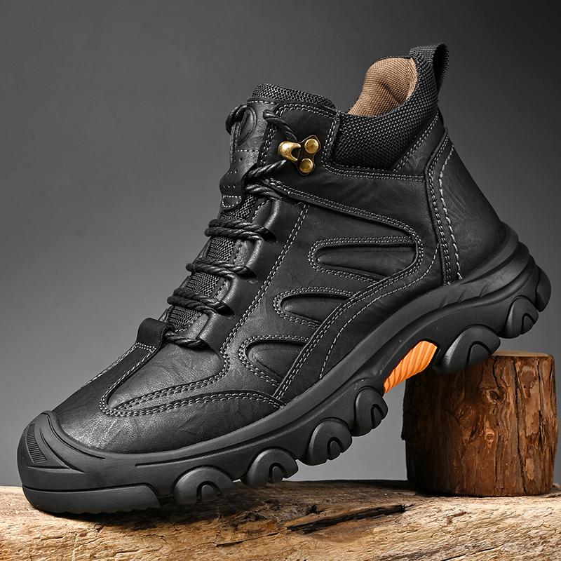 Fashion Winter Mens Outdoor Boots Genuine Leather Warm Ankle  Boots for Men Handmade Working Boots High Top Bassic Casual Hiking Shoes