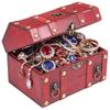 Vintage Wooden Treasure Chest Jewelry Storage Box with Lock Decorative Jewelrys Box Souvenir Organizer Boxes for Home Decoration