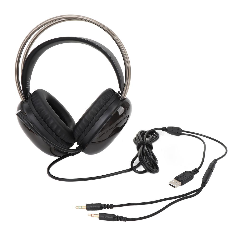 Căști Gaming RGB Iluminare Curcubeu Cu Fir Bandă Reglabilă Peste Ureche Căști cu Microfon pentru PC