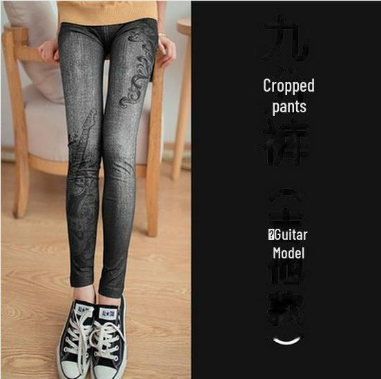 Korean Style Elastic Slim-Fit Women's Jeggings - Spring/Autumn Nine-Point Length