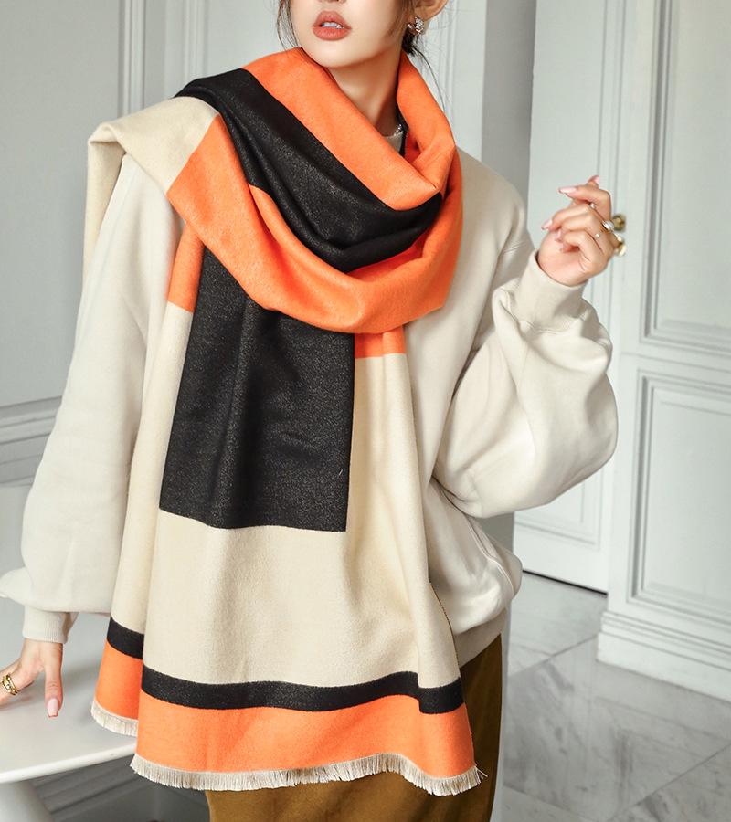 Eșarfă imitație de cașmir toamnă iarnă caldă eșarfă șal gros dublu damă
