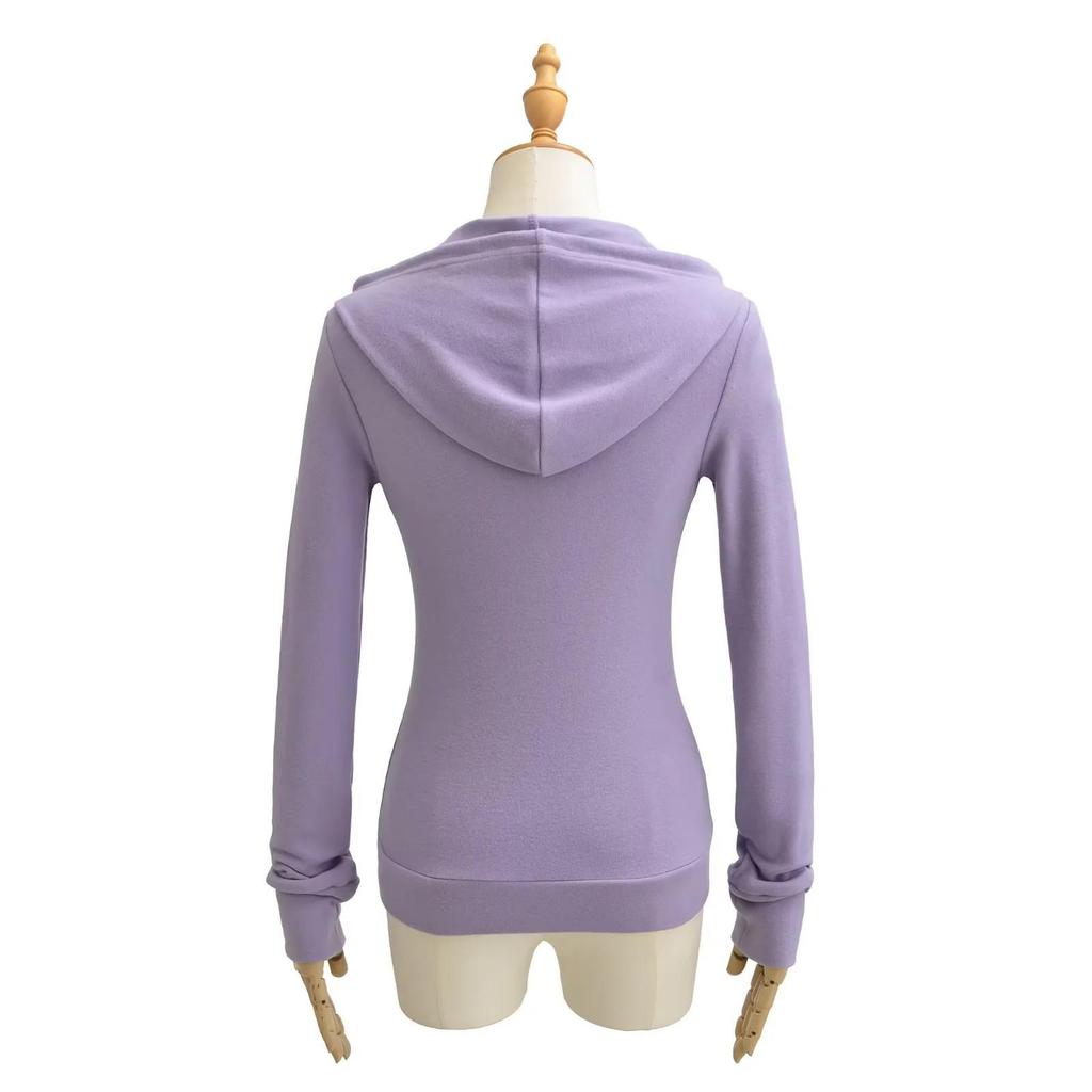 Women's American Style Thermal Fleece Slim Fit Hooded Yoga Sweatshirt with Double Zippers & Large Pockets for Autumn/Winter.