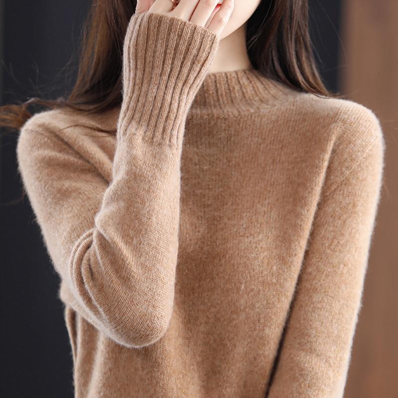 Women's Cashmere Sweater Qinghe Cashmere 30% Cashmere 70% Wool Women's Autumn and Winter Cashmere Pullover Soft and Warm
