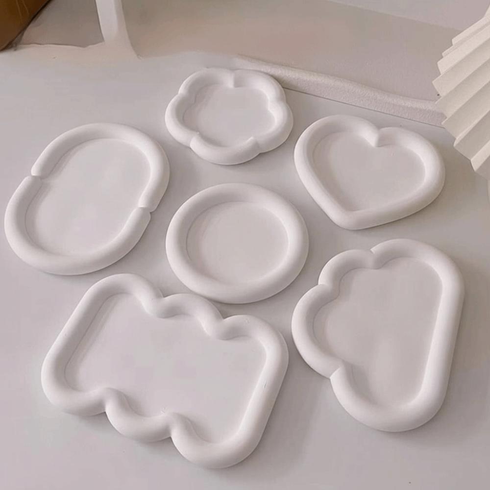 Bastelbedarf Silikon Silikonformen Herzform Blumenform Gipsform Weißes Aufbewahrungsfach Silikonform Schmuckaufbewahrungsplatte