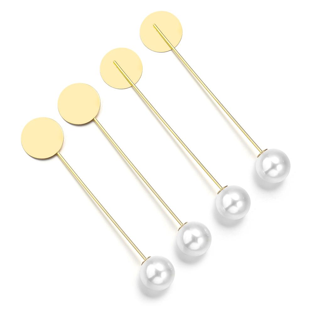 

10Pcs 15mm Imitation Pearl Long Brooches Pin Base Gold Blank Tray Bezels Brooches For DIY Handmade Jewelry Making Accessories золотой