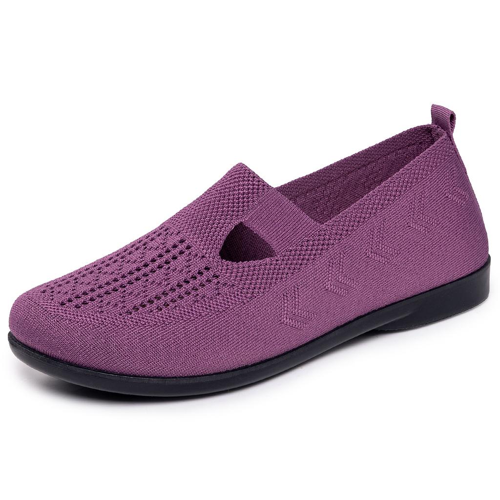 Women's Breathable Mesh Flying Woven Flats, Summer Casual Slip On Shoes, Lightweight Fashion Walking Shoes