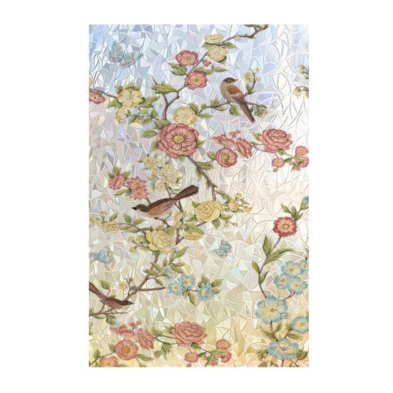 

Stained Glass Window Film Rainbow Floral Window Privacy Film Decorative Sun Blocking Static Glass Clings for Home Door Window 120cm D