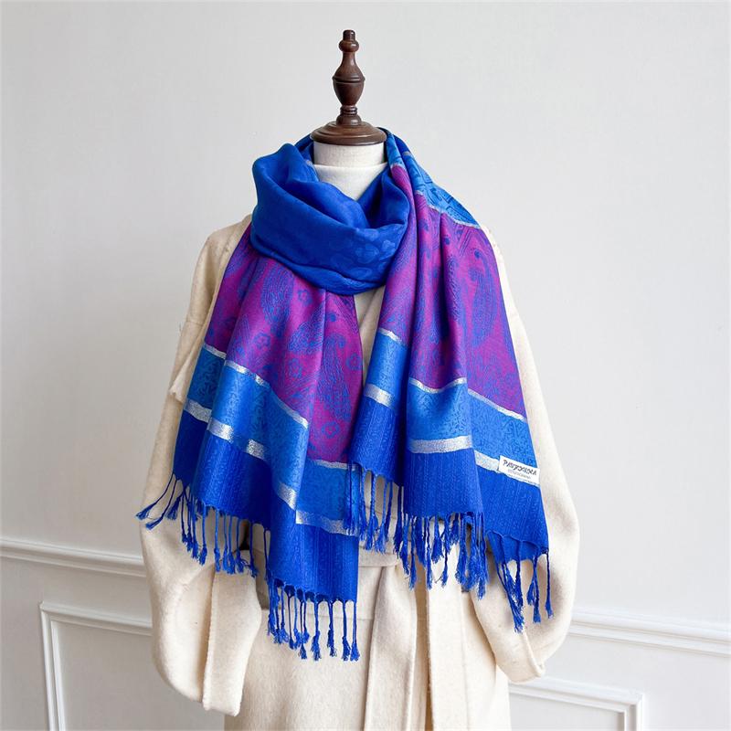 Luxury Brand Autumn Cashmere Pashmina Shawl Lady Wrap Warm Silk Scarves Design Print Female Foulard Hijab Stoles Scarf