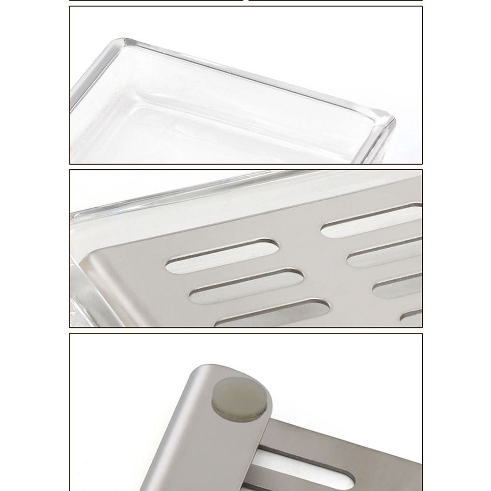 Stainless Steel Transparent Soap Box Draining Rack Soap Organizer High-end Glass Soap Dish  Bathtub