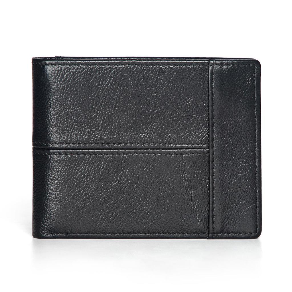 "Retro European & American Men's RFID Leather Wallet: Short Multi-Card Dollar Clip"