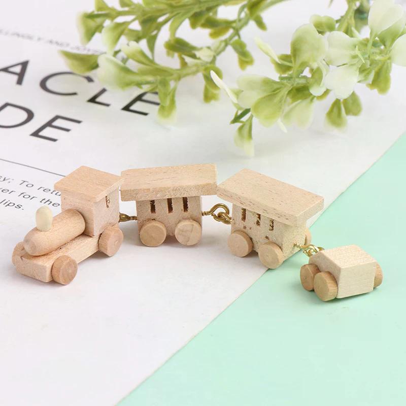 1pc 1:12 Dollhouse Miniature Wooden Train Simulation Model Toy Doll House Decor For Kids Creative Play