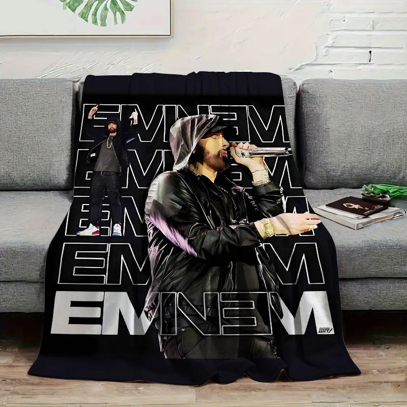 

1Pc Eminem Print Flannel Blanket, High quality Comfortable for All Seasons, Warmth and Comfort, Perfect for Christmas Gifts 80cm x 120cm