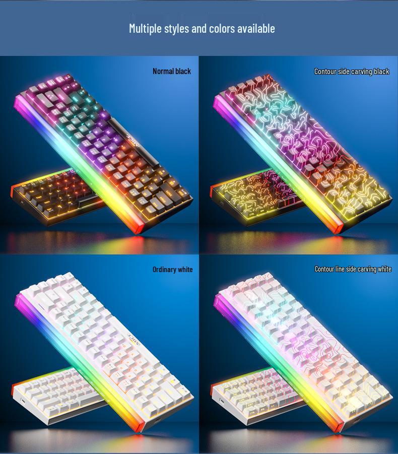 IMICE GK-170 Mechanische Tastatur: 68 Tasten, 60% Layout, Kabelgebunden, Hot-Swap-fähig mit roten Schaltern und farbiger Hintergrundbeleuchtung.