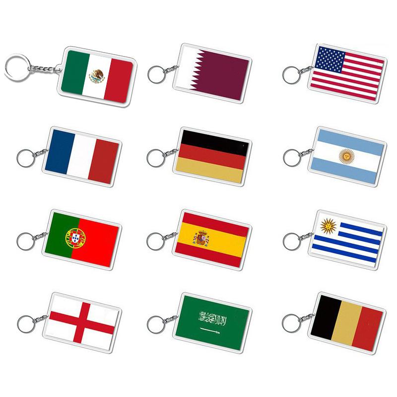 Acrylic Keychain Country Flags Collection United States Spain Russia France For Car Key Bag Gift Souvenir