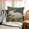 Cute Lamb Floral Pillow Cover 2D Print Sheep On Wildflower Cushion Case For Sofa Bed Couch Boho Nursery Decor