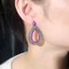 WWJ Trendy Black Golden Color Jewellery Inlay Zirconia Pear Shape Earrings