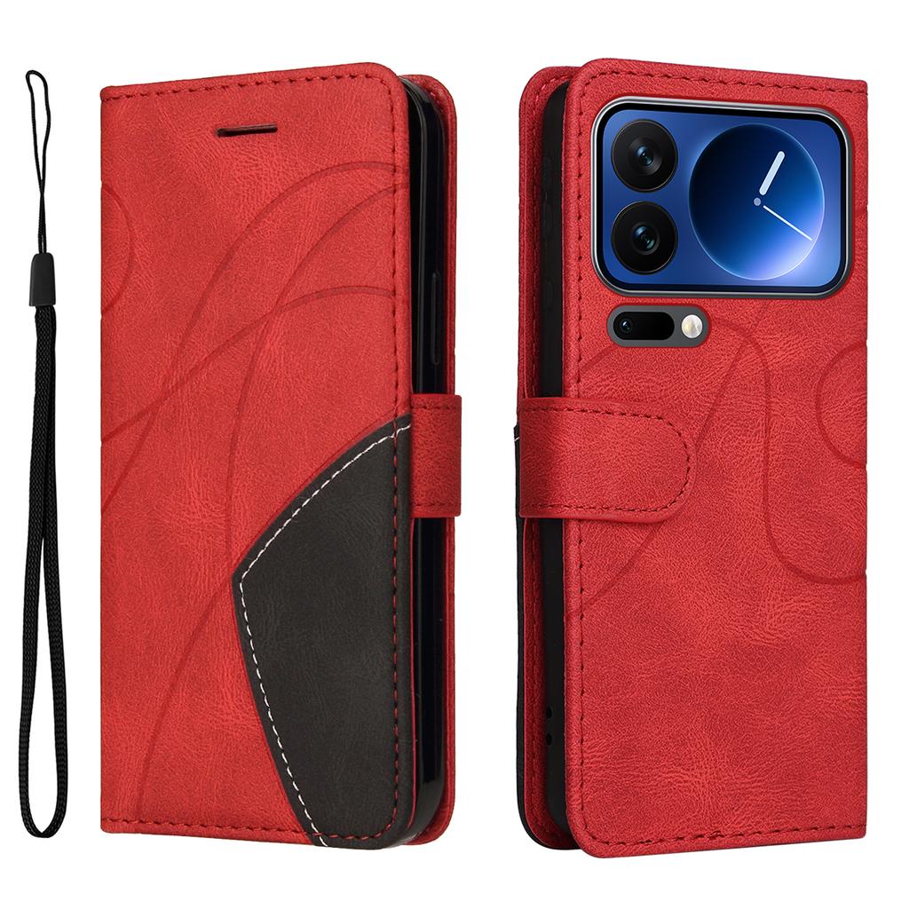 For Xiaomi 17 Pro Leather Phone Case Stand Wallet with Bi-colour Splicing Design