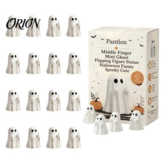 Gift Bag Fillers Mini Ghost Flipping Middle Finger Figurines for Halloween Decorations, Miniature Resin Small Haunted House Props Statue Tiered