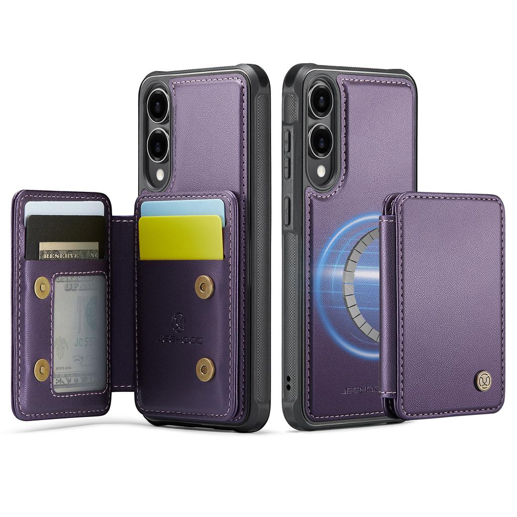 For Samsung Galaxy S25 Edge Case JEEHOOD J05 Leather Mobile Cover with Detachable Magnetic Card Bag