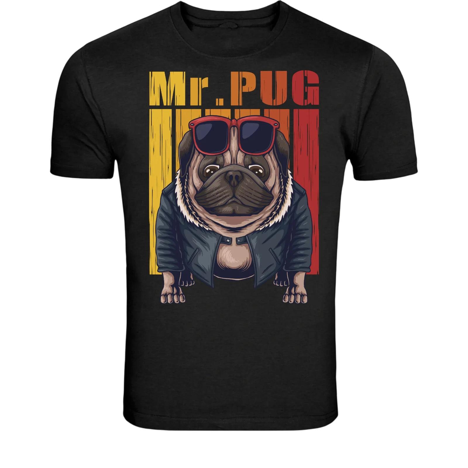 Mr Pug Cool Dog With Sunglasses T-Shirt - Funny Vintage Pug XXXL