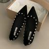 Fashion Suede Flat Shoes Spring New Pointed Head Shallow Mouth Rivet Set Foot Soft Sole Anti-slip Wear-resistant Single Shoes