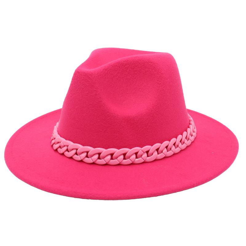 New Pink Acrylic Top Hat, Big Brim Jazz Hat, British Felt Hat, 26-Color Hat.