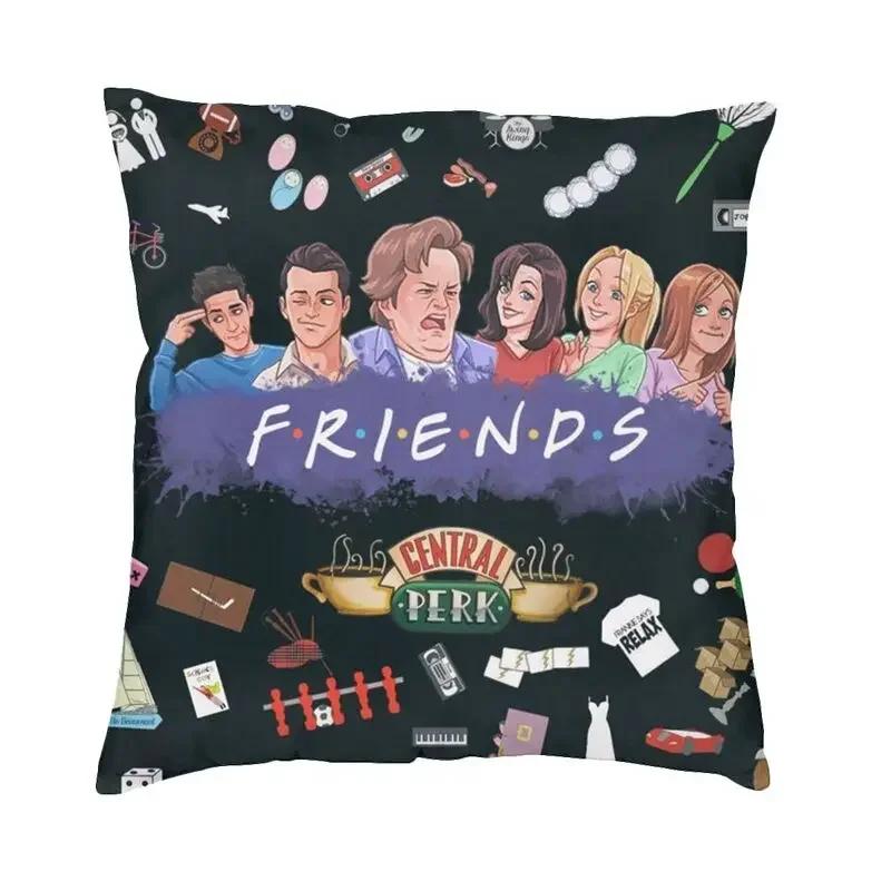 Friends Charaktere Klassisches Poster Kissenbezug TV-Show Samt Niedlicher Kissenbezug für Sofa Doppelseitiger Druck Kissen