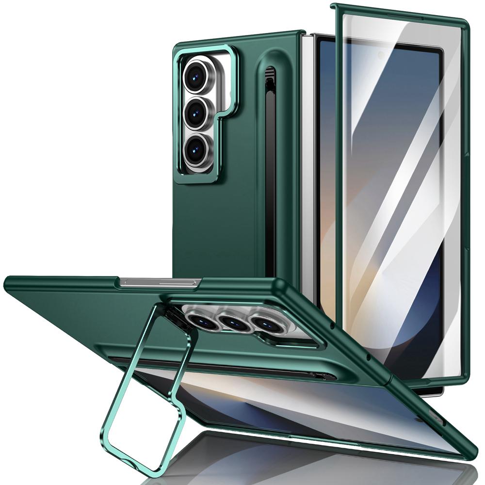 Luxury Multifunctional Lens Holder Touch Pen Case for Samsung Galaxy Z Fold 7 6 5 4 Shockproof Built-in Glass Screen Film Cover