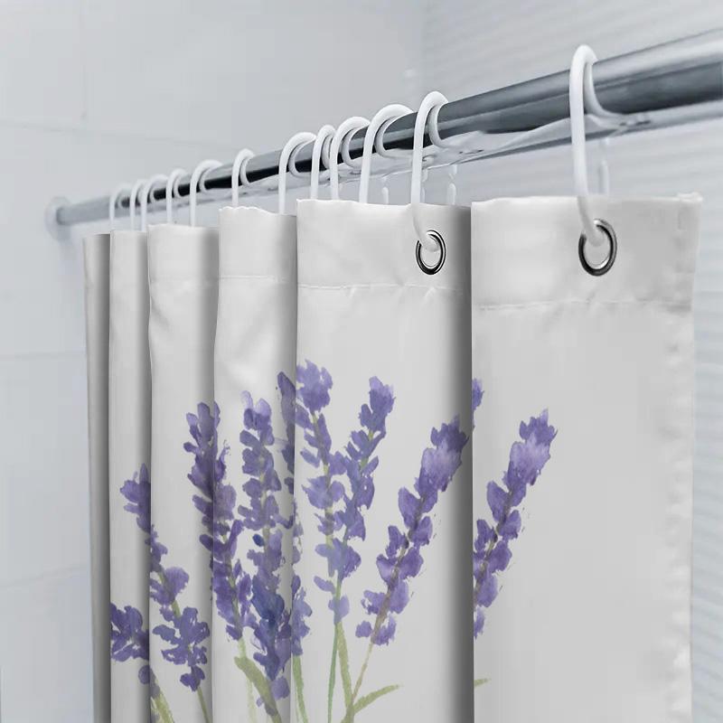 Christmas shower curtain cute cat pattern decor for bathroom accessories set with 12 panels featuring holiday-themed Santa hats