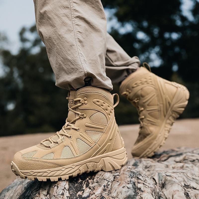 Large Size Military Boots Outdoor Men's Boots Wading Shoes High Top Hiking Boots Wear-resistant Cold Hiking Shoes