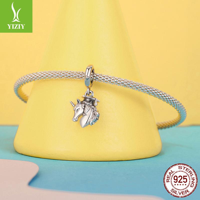 Graduation Season Unicorn Diy Pendant Accessories Creative Scholar Hat S925 Sterling Silver Beads