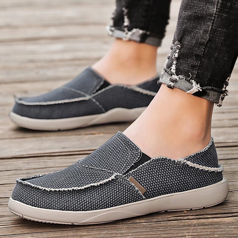 Men's Casual Lightweight Breathable Slip-On Canvas Loafers with Elastic Band