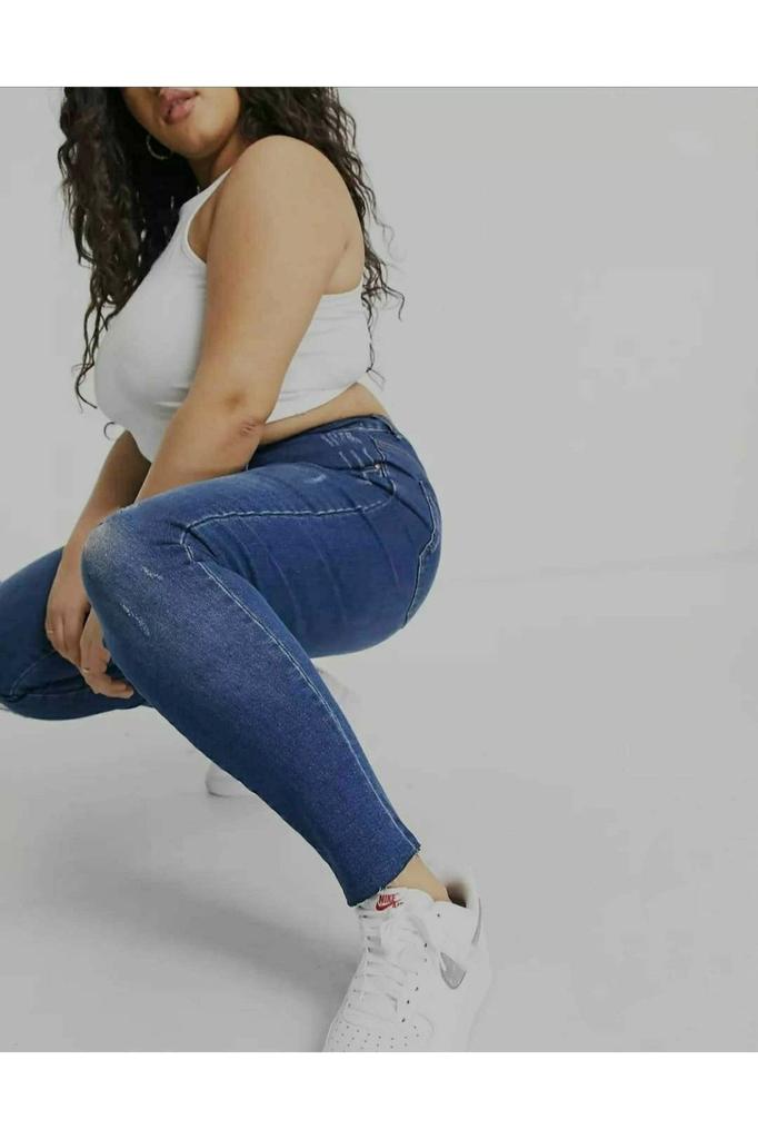 Women's Fashion Big Size jeans Black Plus Size Tight-fitting Jeans (Skinny)