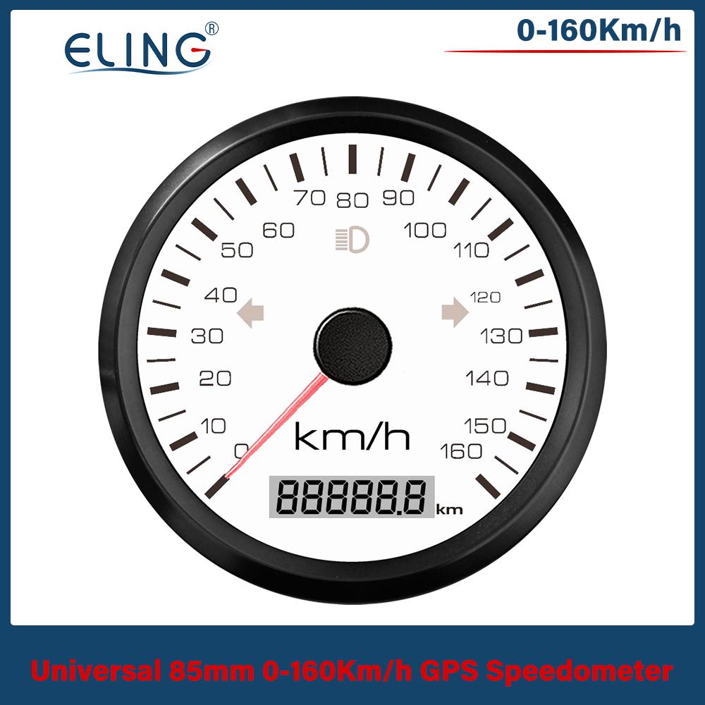 ELING 85mm GPS Speedometer 0-125MPH 0-160MPH 0-200MPH Odometer Left Right High Beam with Red Yellow Backlight for Auto Truck RV