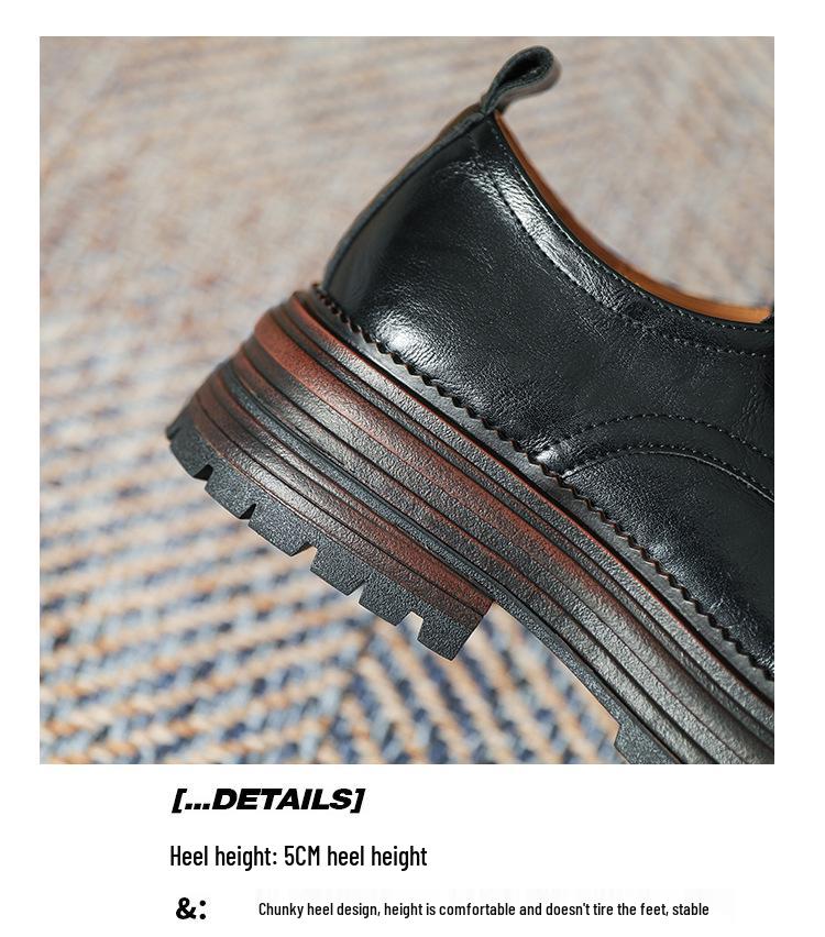 Women's 2024 Spring/Summer Retro Lace-Up Loafers - Thick Sole, Round Toe, Chunky Heel In British Style