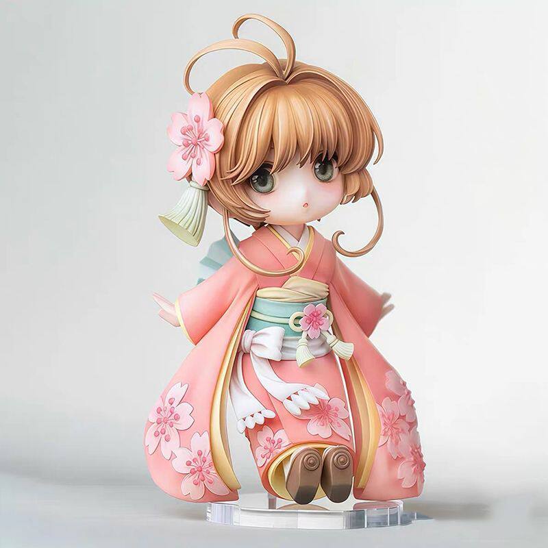 Latest Cardcaptor Sakura  Q Version Sakura Kimono Cute Trendy Anime Figures Gk Statue Collectible Girl Room Ornament Festival Gifts