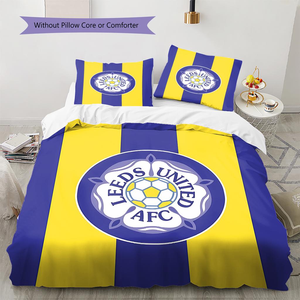 Leeds United Football Club Pattern Bedding,Quilt Set Quilt Cover Pillowcase Home Birthday Gift (1 * duvet cover + 2 * pillowcase, without core)